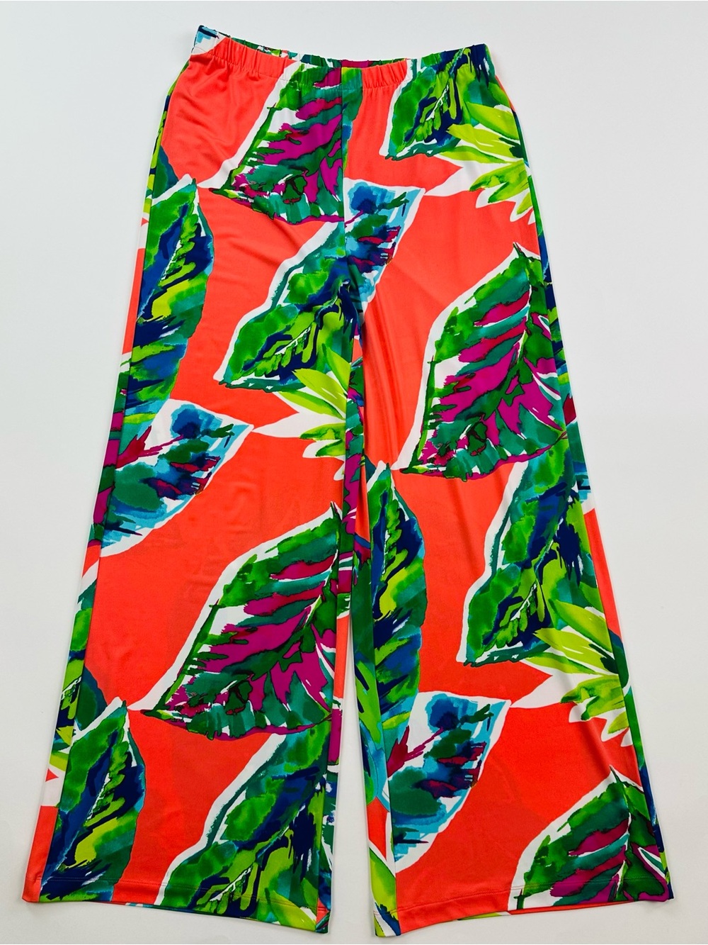 Chico’s Tropical Floral Jersey Pants Size 1 Medium